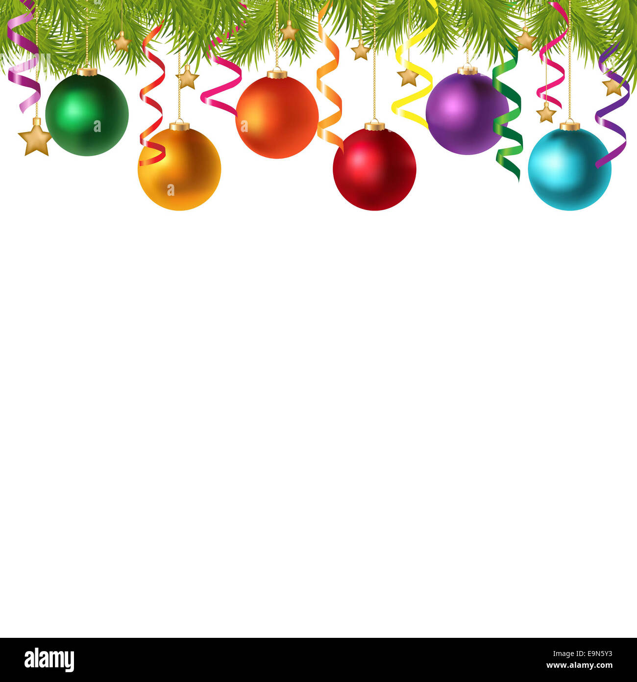 Confine con Abete rami e stelle Foto Stock