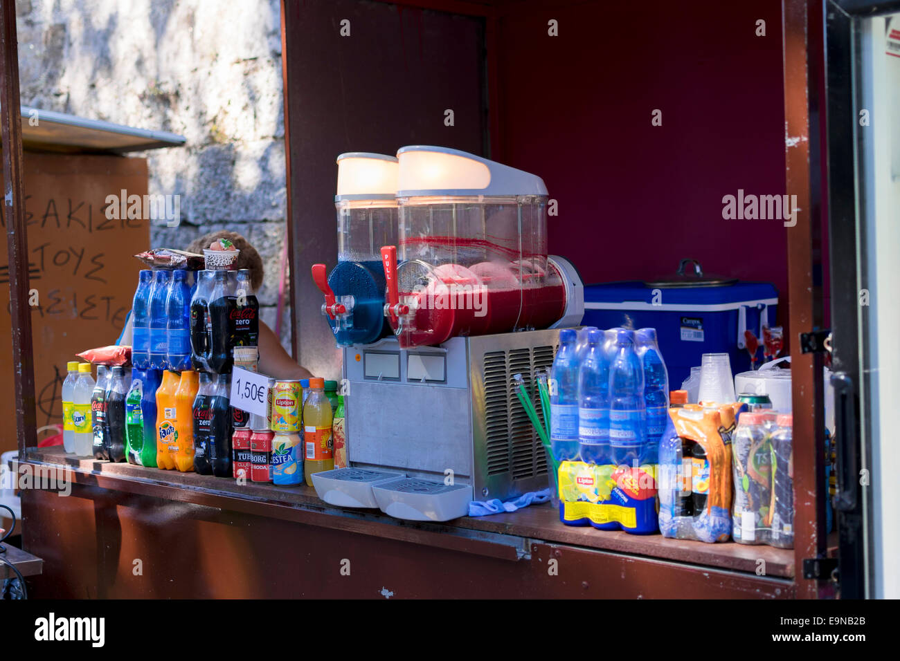 Bevande analcoliche stallo in Rodi Grecia Foto Stock