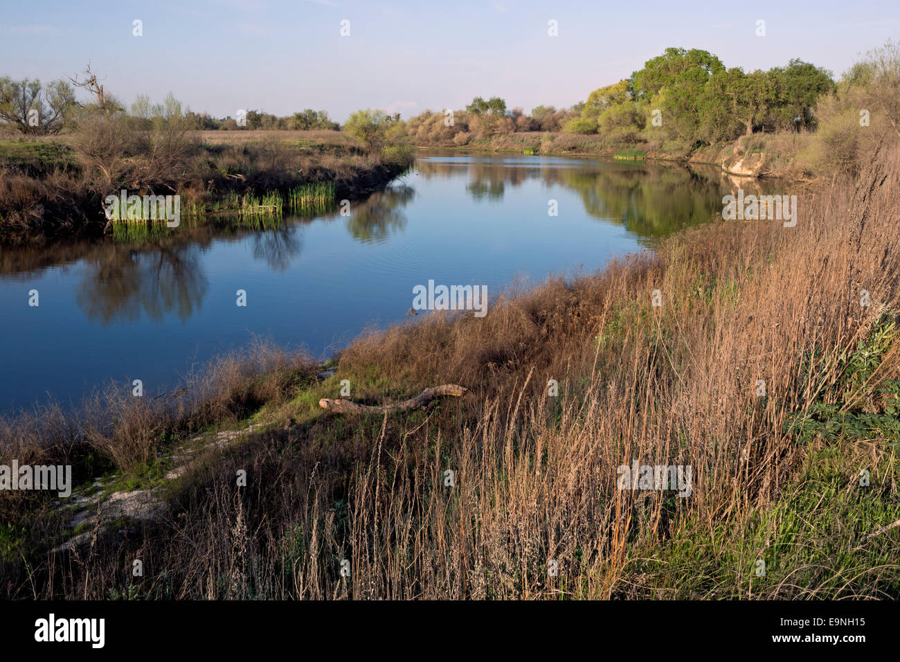 CALIFORNIA - San Joaquin River che scorre attraverso la grande valle praterie stato parco situato nella grande valle centrale. Foto Stock