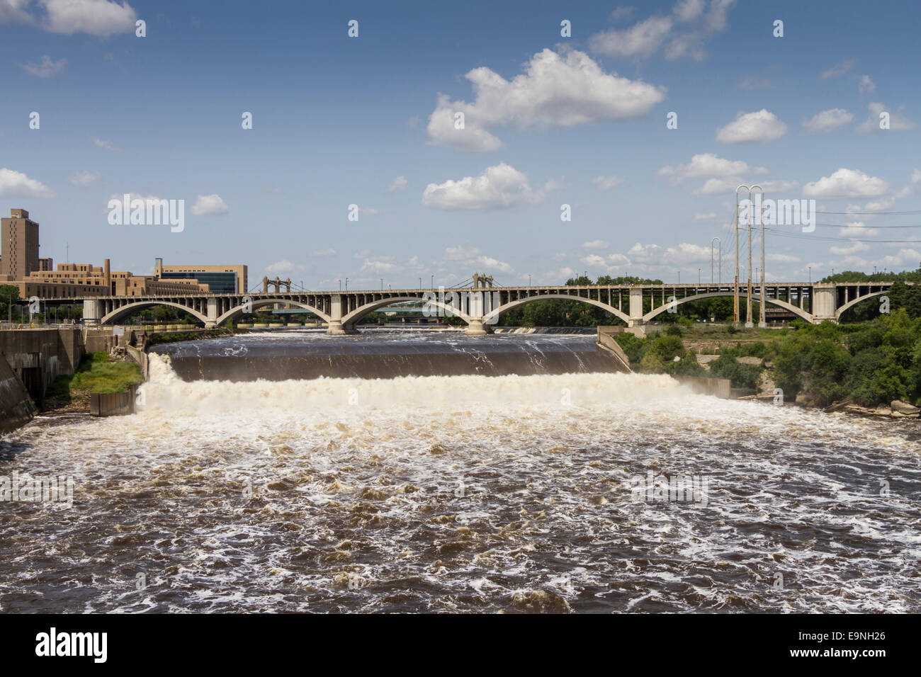 St Anthony Falls, fiume Mississippi, Minneapolis, Minnesota, Stati Uniti d'America Foto Stock