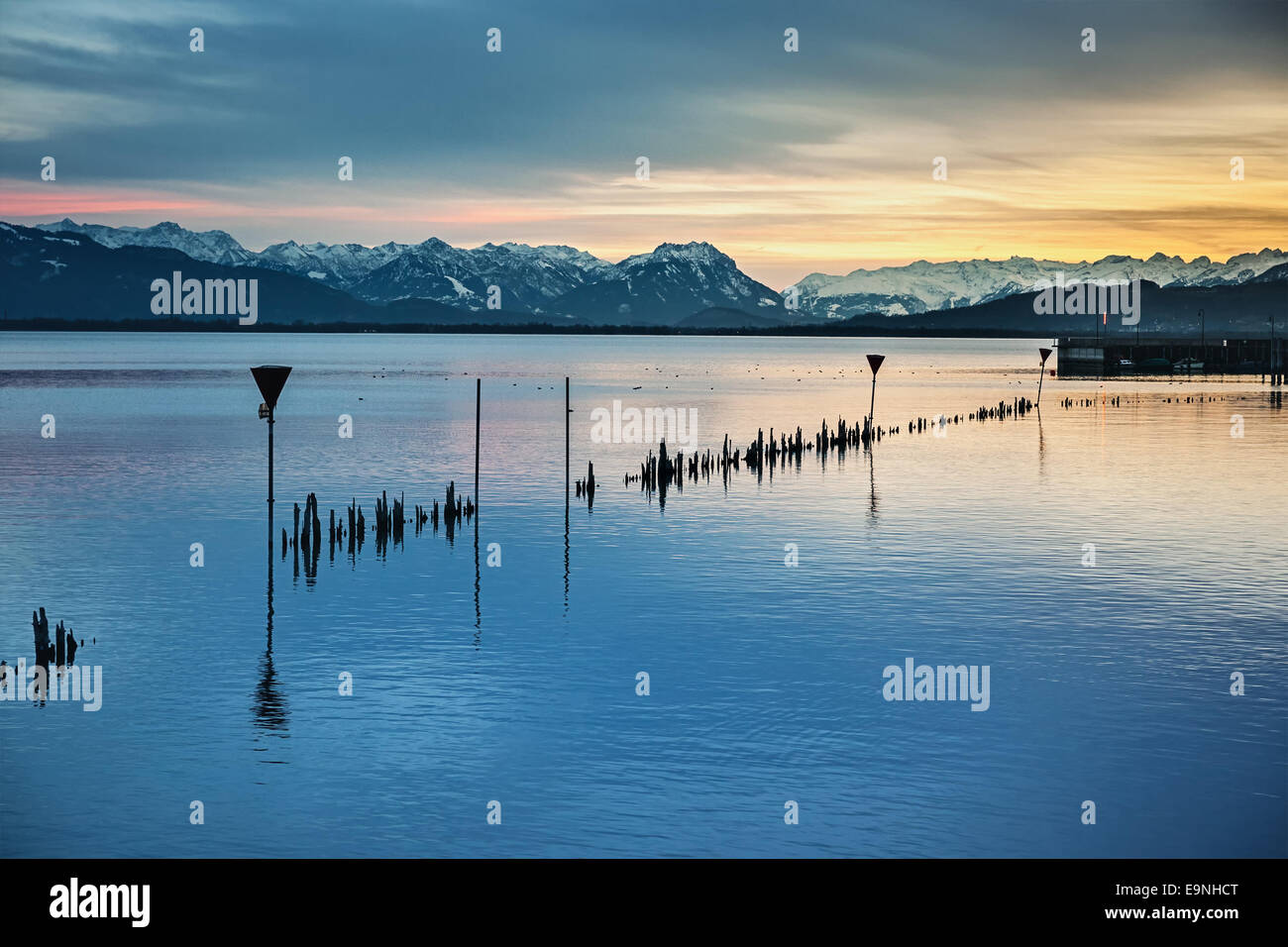 Il lago di costanza di notte Foto Stock