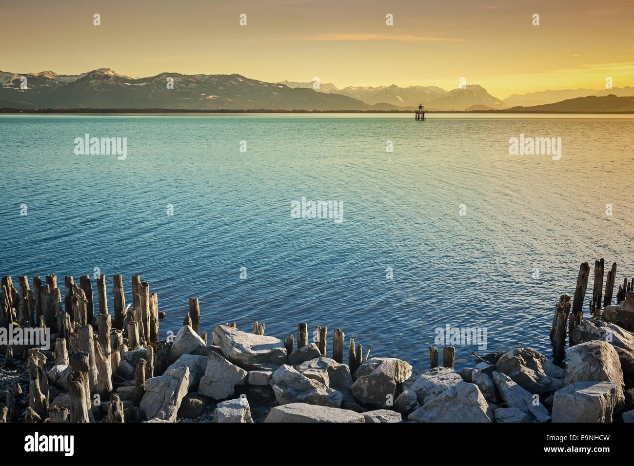 Il lago di costanza di notte Foto Stock