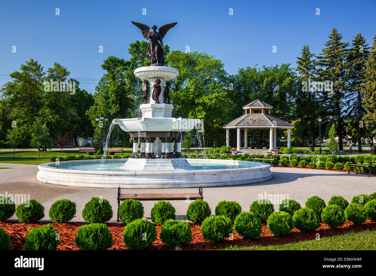 L'angelo delle acque di Fontana nel patrimonio Bethel Park, Winkler, Manitoba, Canada. Foto Stock