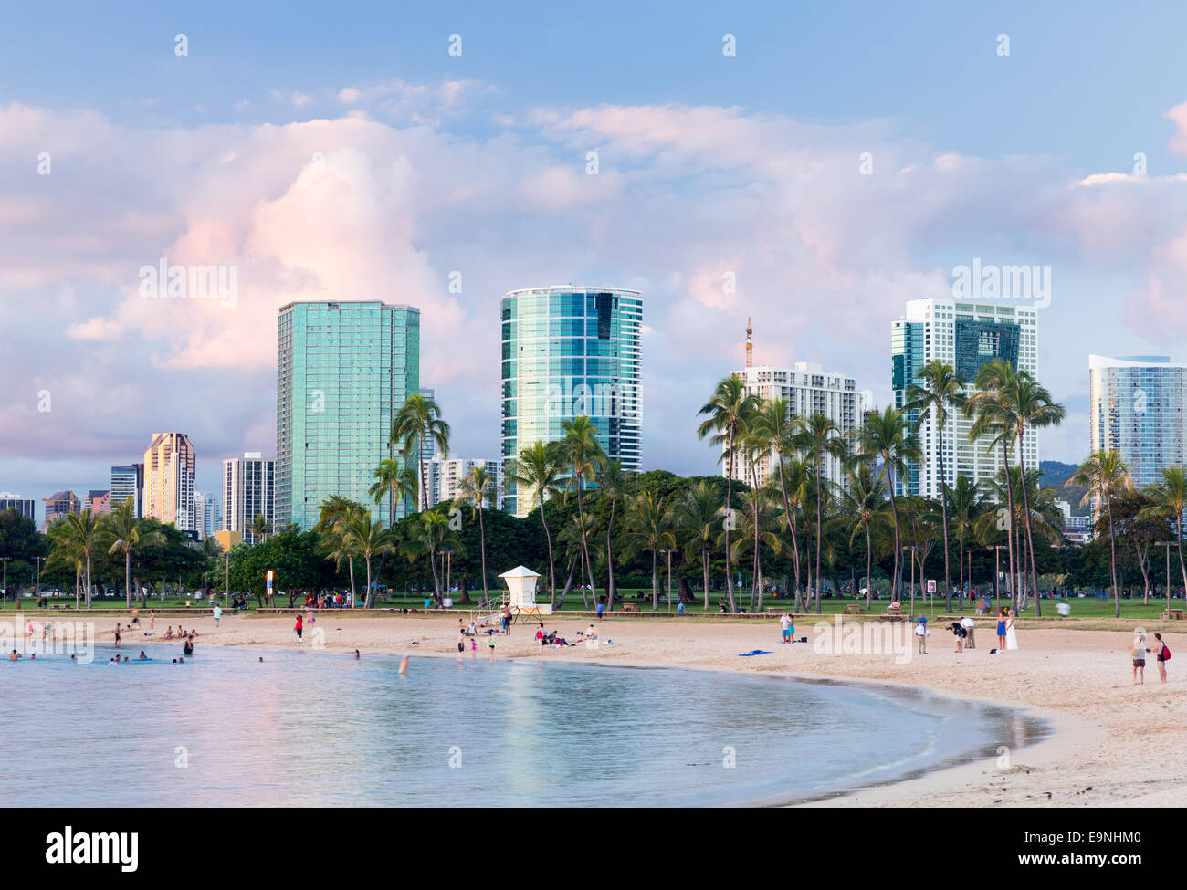 Spiaggia di Ala Moana Park Honolulu Foto Stock