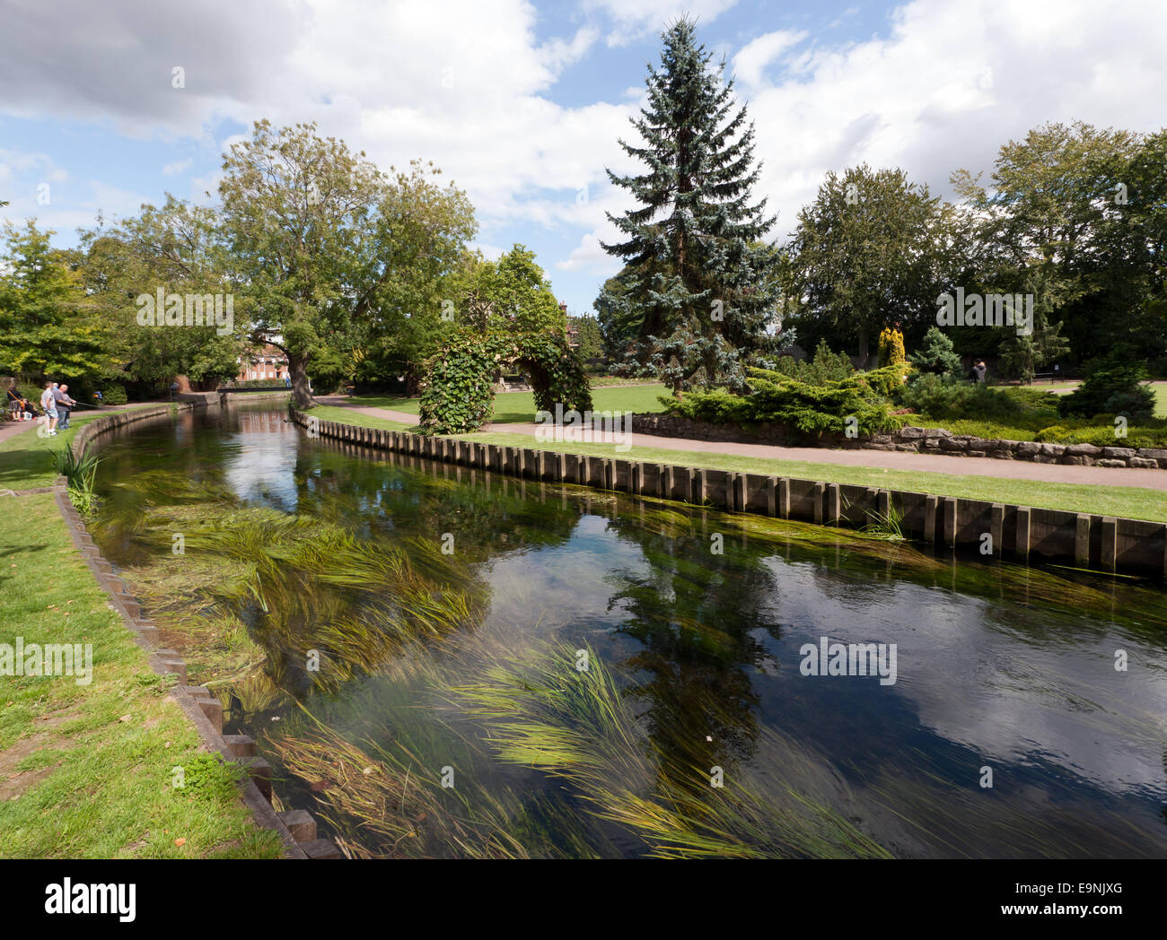 Vista del grande fiume Stour in Westgate giardini, Canterbury, Inghilterra. Foto Stock