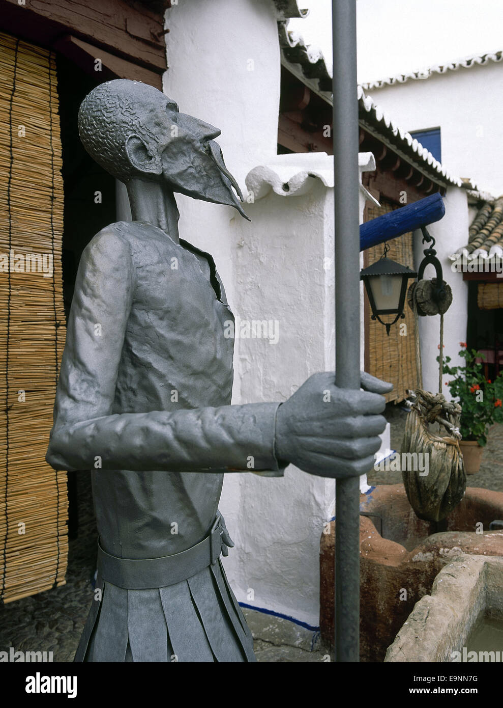 Don Chisciotte. La scultura. A Puerto Lapice. Castilla la Mancha. Spagna. Foto Stock