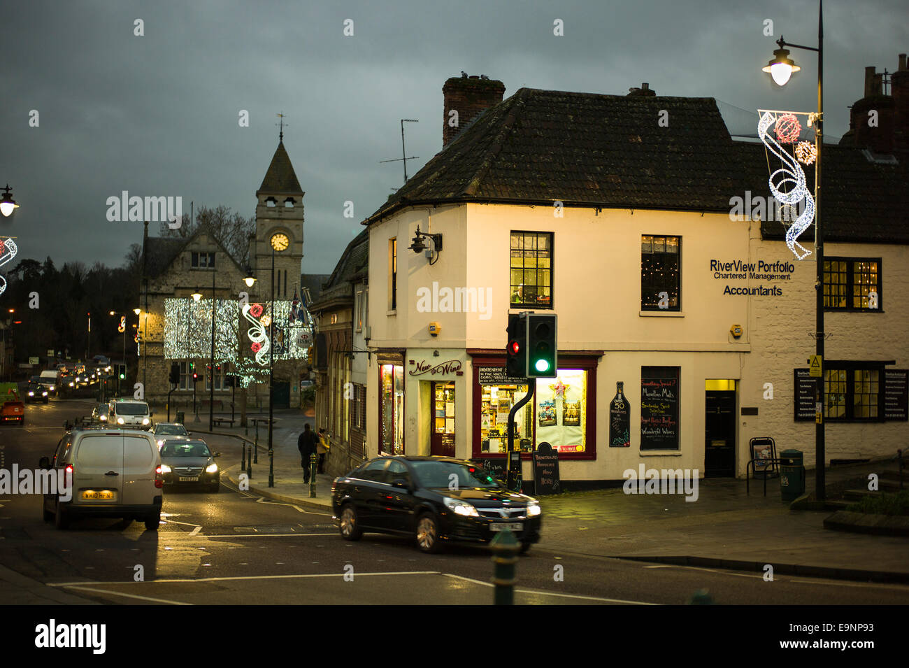 Illuminazione prenatalizio a Calne WILTSHIRE REGNO UNITO Foto Stock