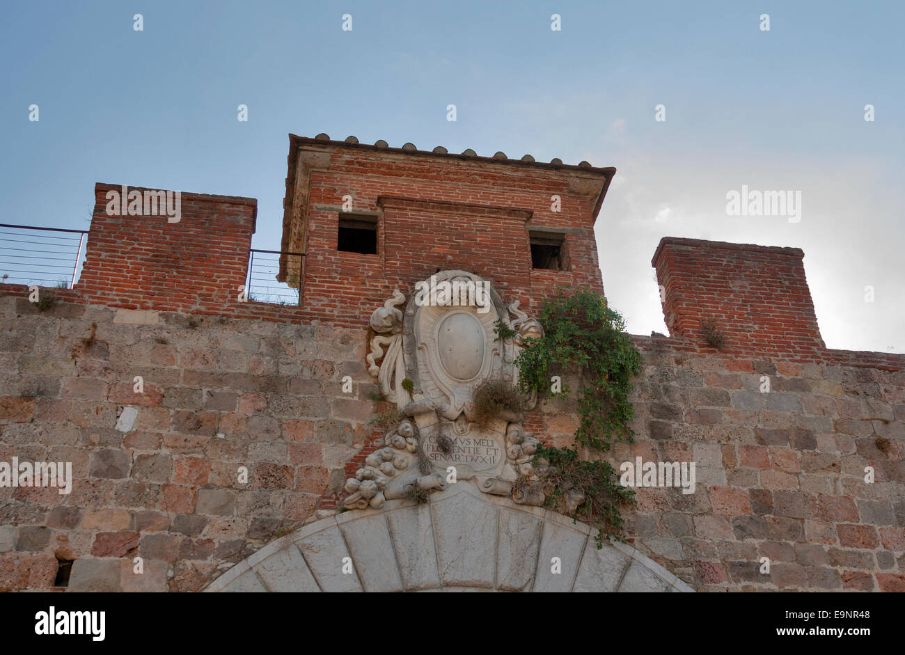 Lo stemma di casa Medici su Pisa città parete. Toscana, Italia. Foto Stock