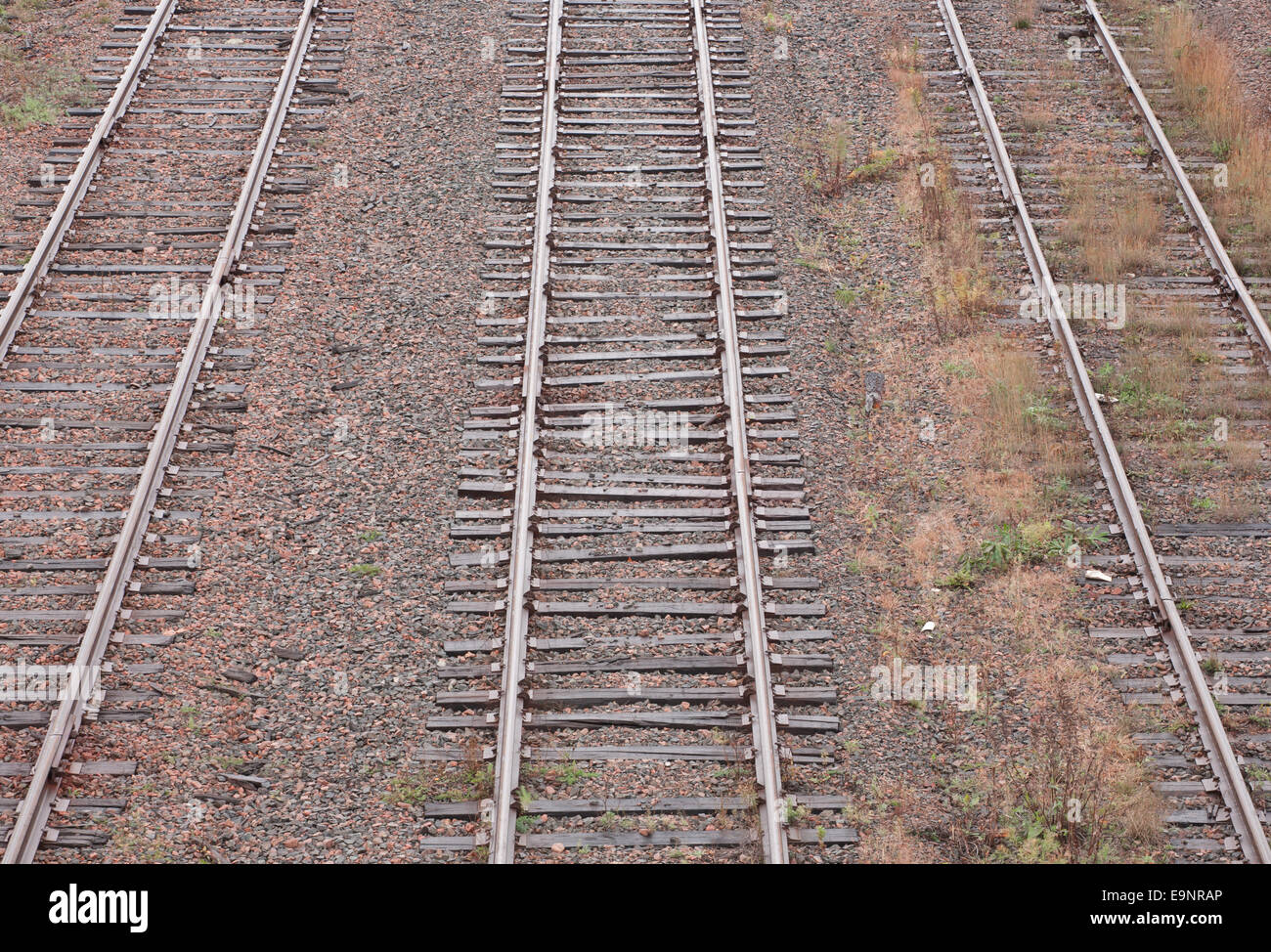 I binari ferroviari da una prospettiva elevata Foto Stock