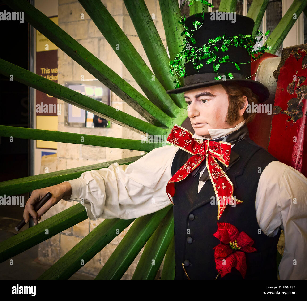 Una festosa Isabard unito Brunel sopraffatte da una ruota motrice da uno dei suoi primi motori ferroviari Foto Stock