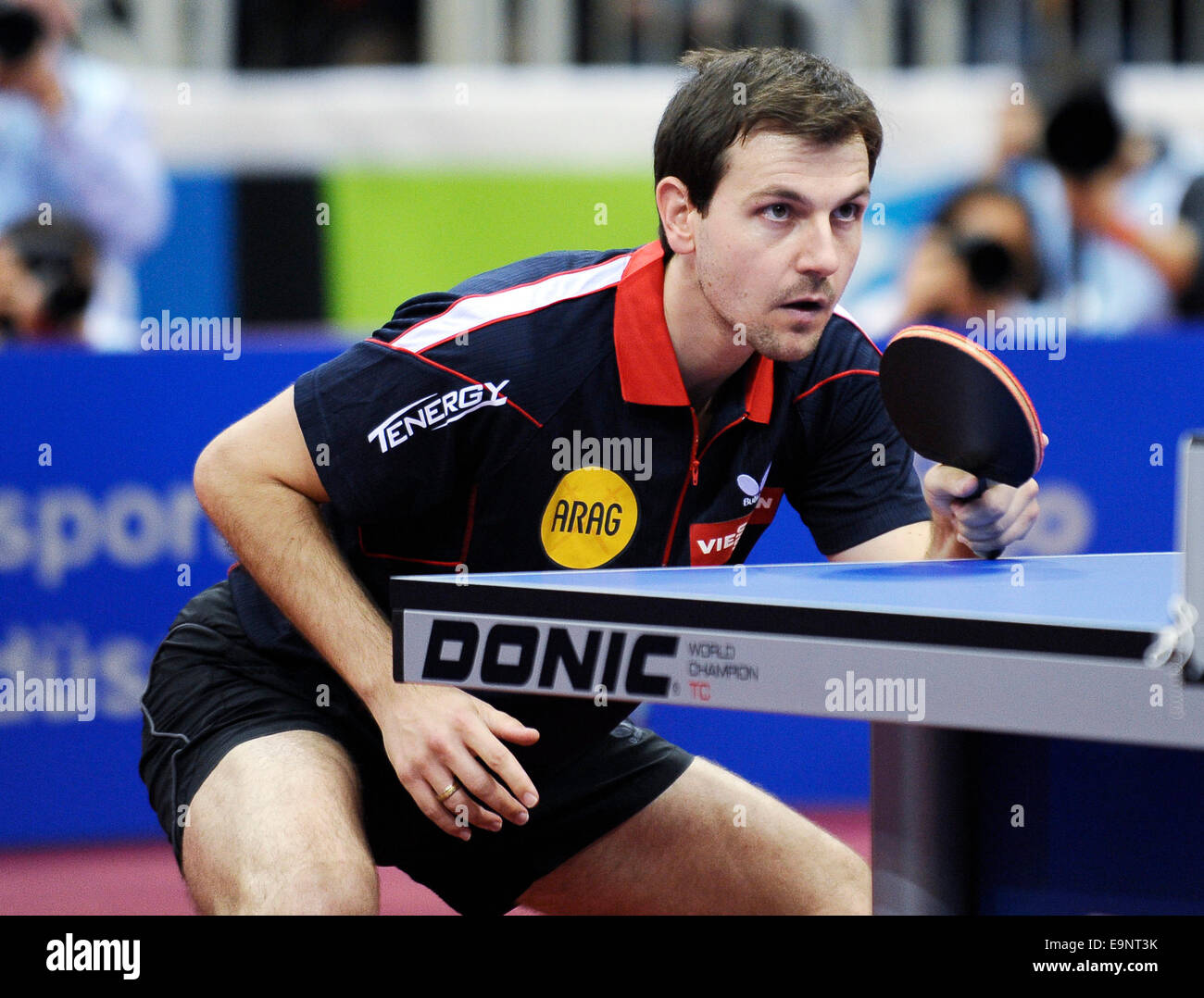 ISS Arena Duesseldorf, Germania 16.10.2014, Liebherr Ping pong World Cup  ,Timo Boll (GER Foto stock - Alamy