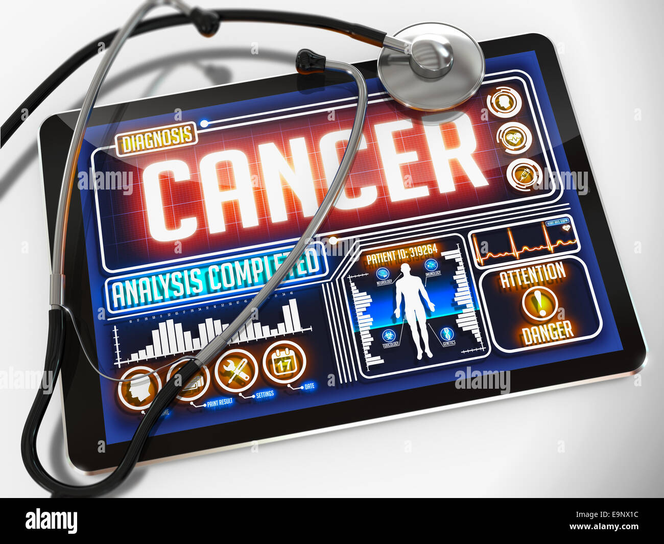 Il cancro sul display del Medical Tablet. Foto Stock
