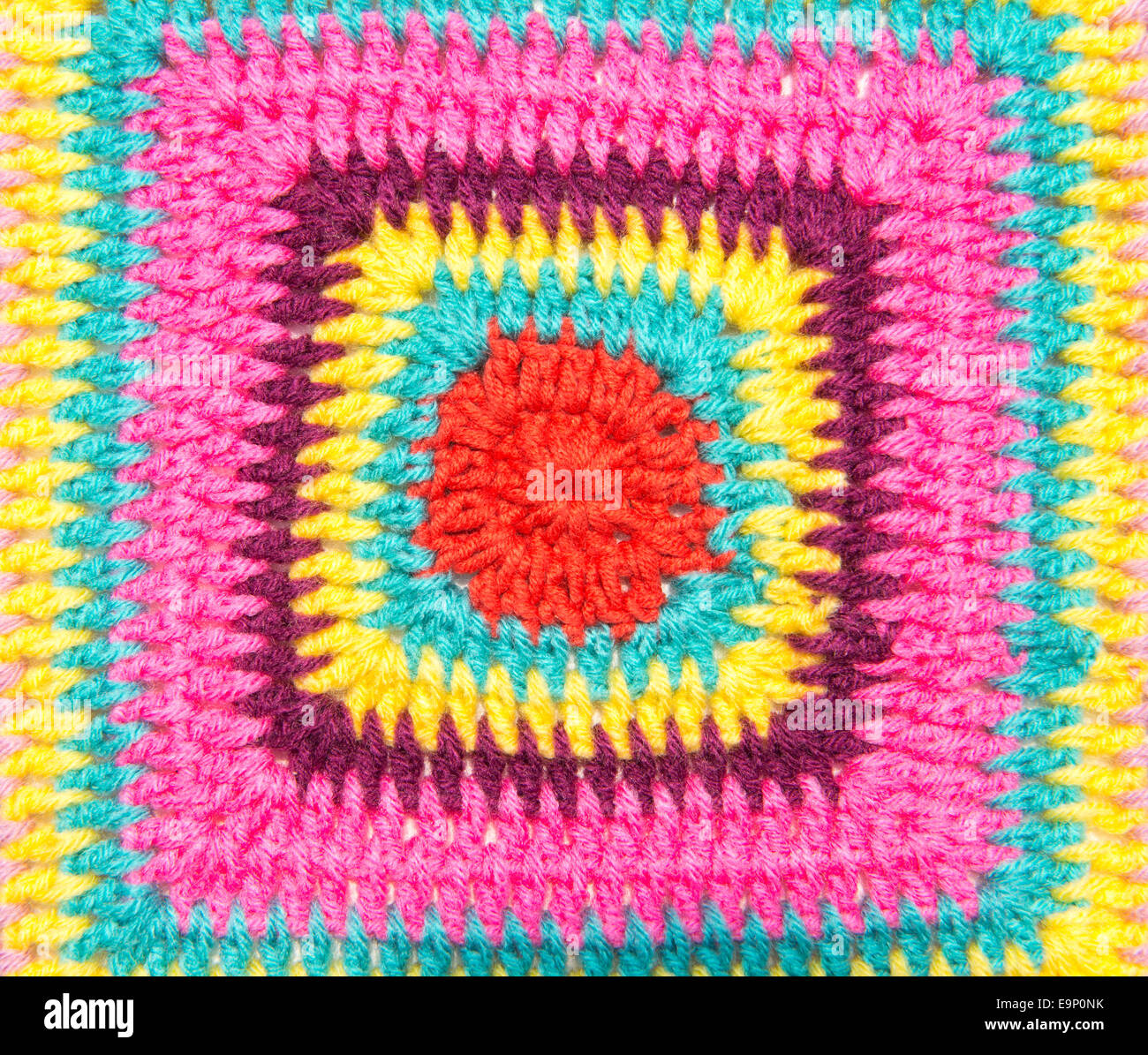 Colseup crochet di tessuto colorato modello. Fatti in casa. Foto Stock