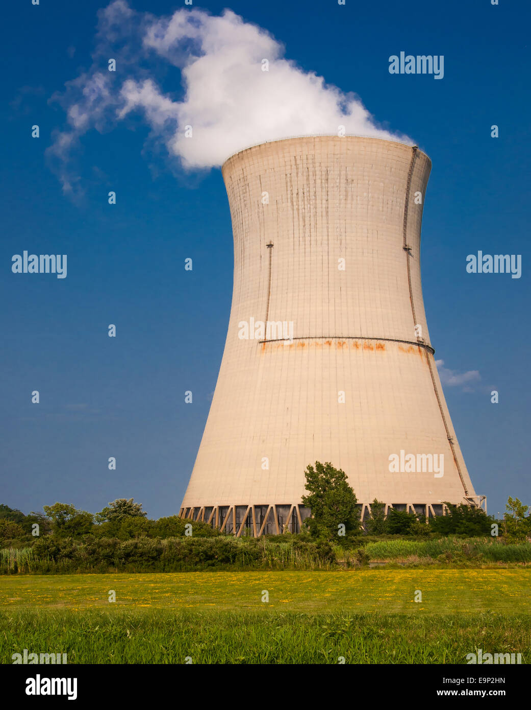 Il vapore da raffreddamento acqua calda eseguito nel nucleo del reattore Foto Stock