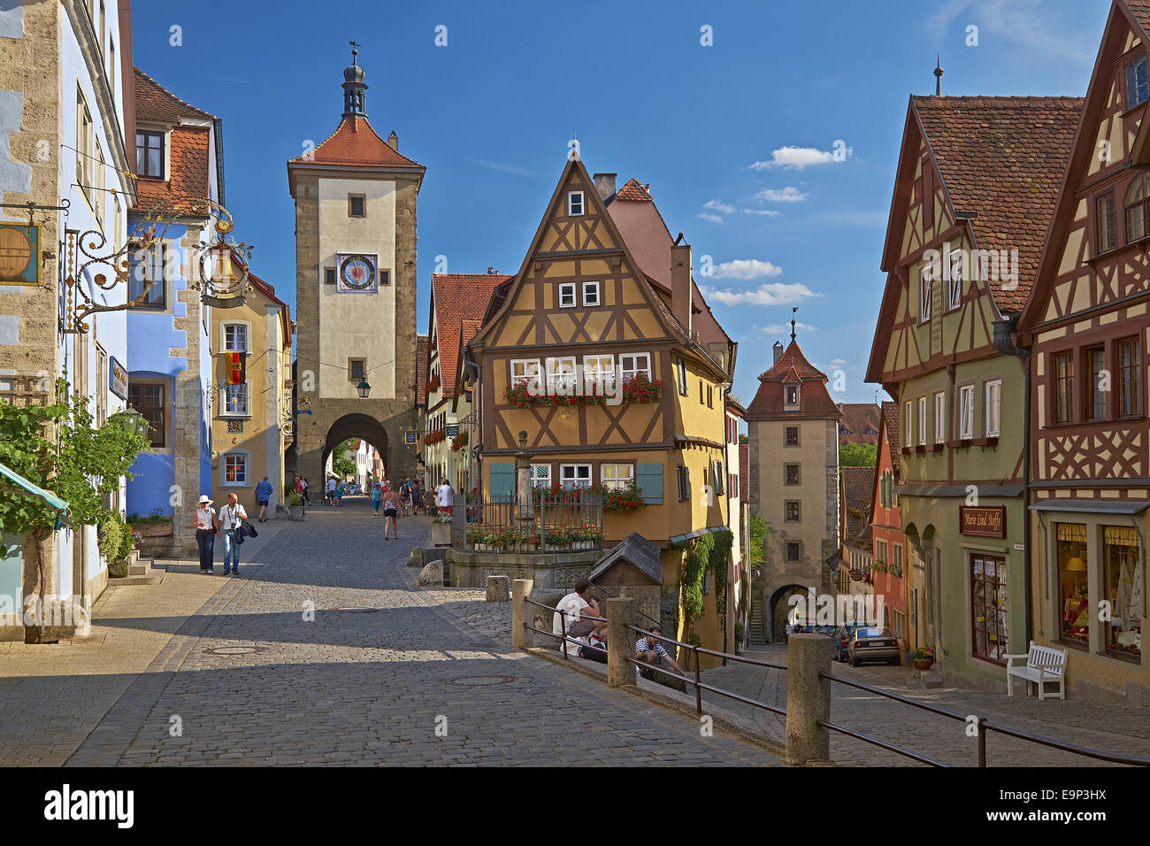 Siebersturm tower, Rothenburg ob der Tauber, Baviera, Germania Foto Stock