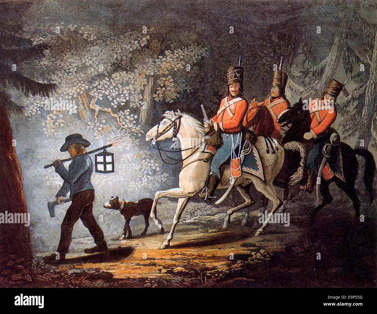 Hessian cavalleria nella guerra rivoluzionaria americana. Foto Stock
