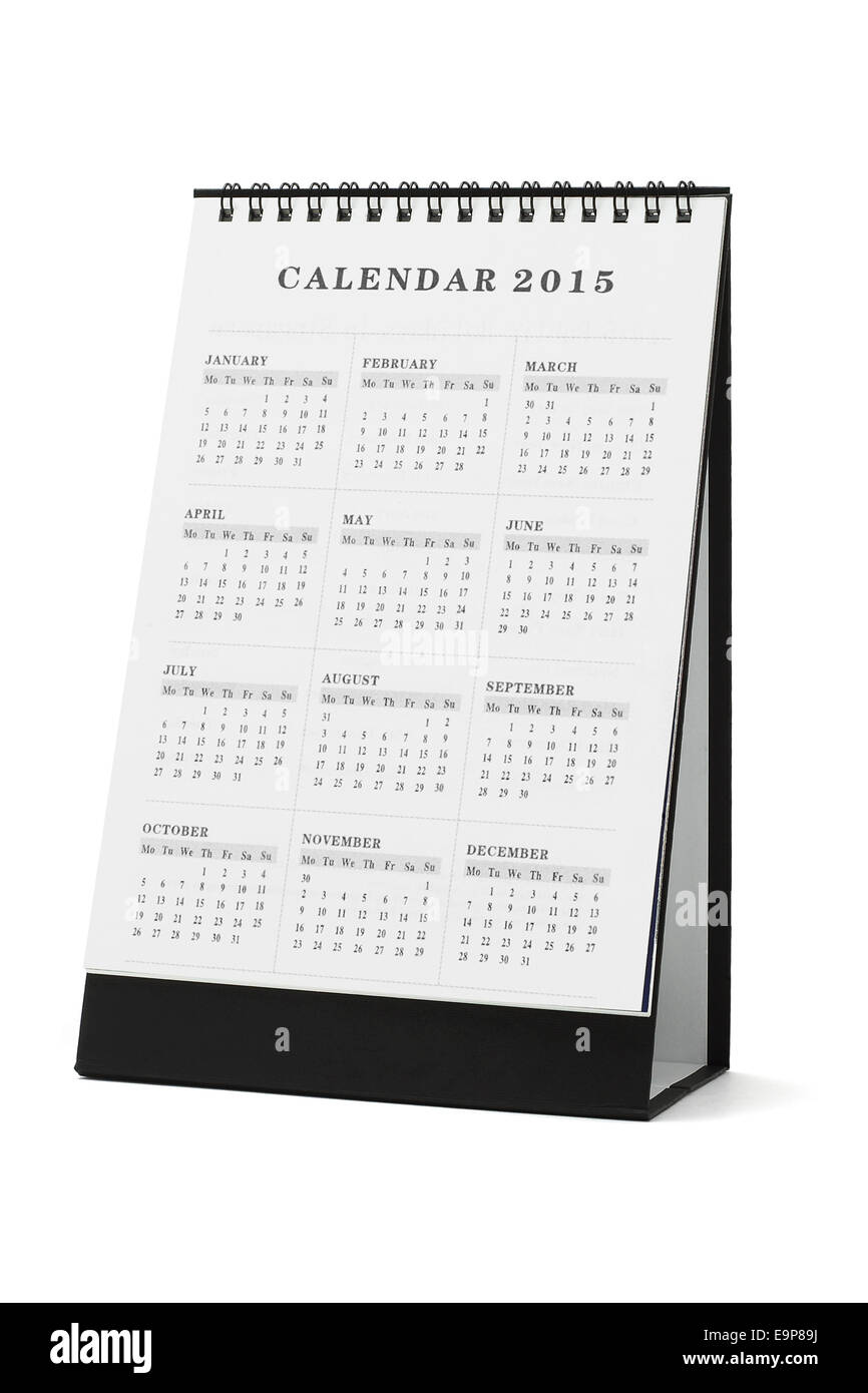 Calendario Desktop 2015 su sfondo bianco Foto Stock