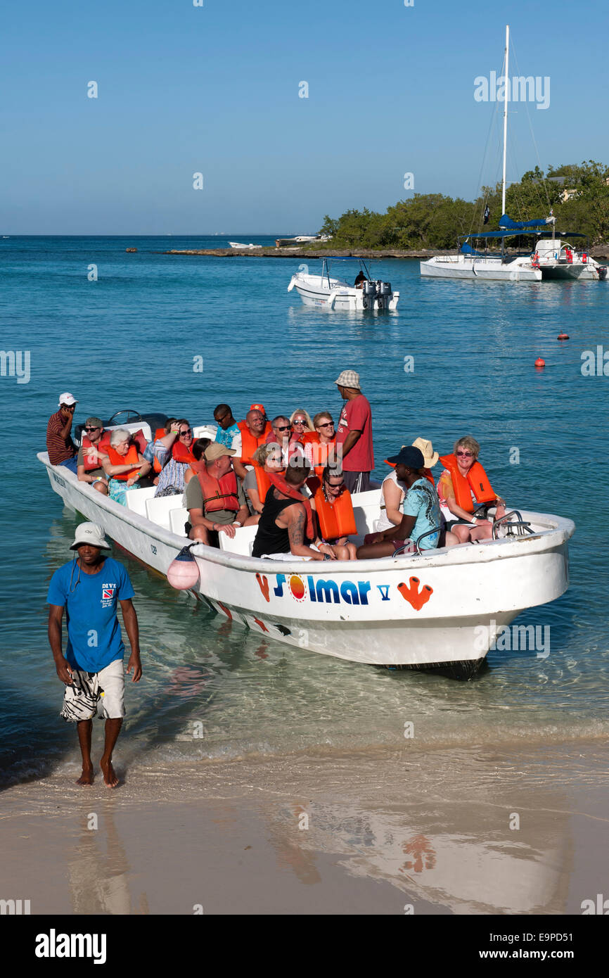 Dominikanische republik, Osteno, Bayahibe, boot zur insel saona Foto Stock