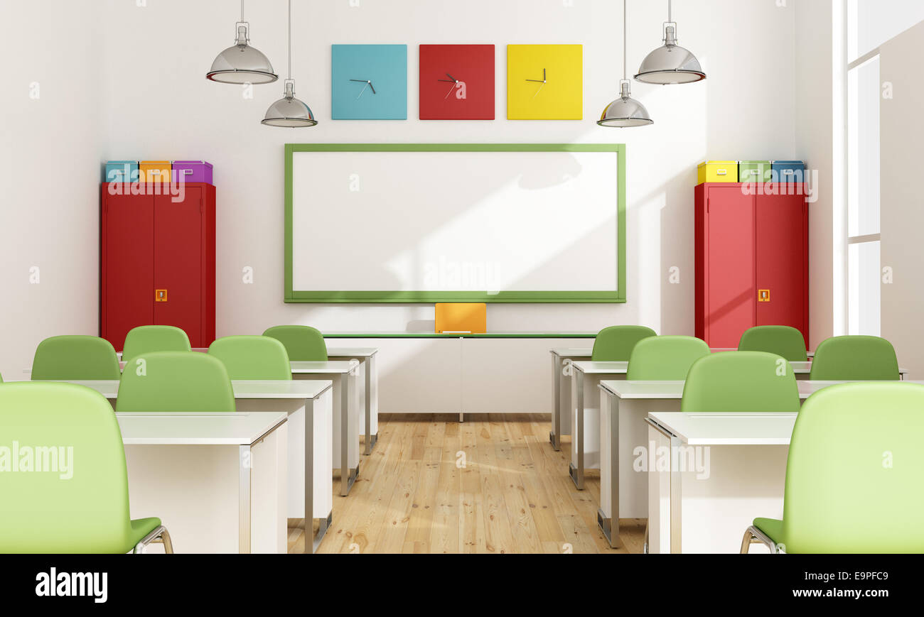 Moderne aule colorate senza studente - 3D Rendering Foto Stock