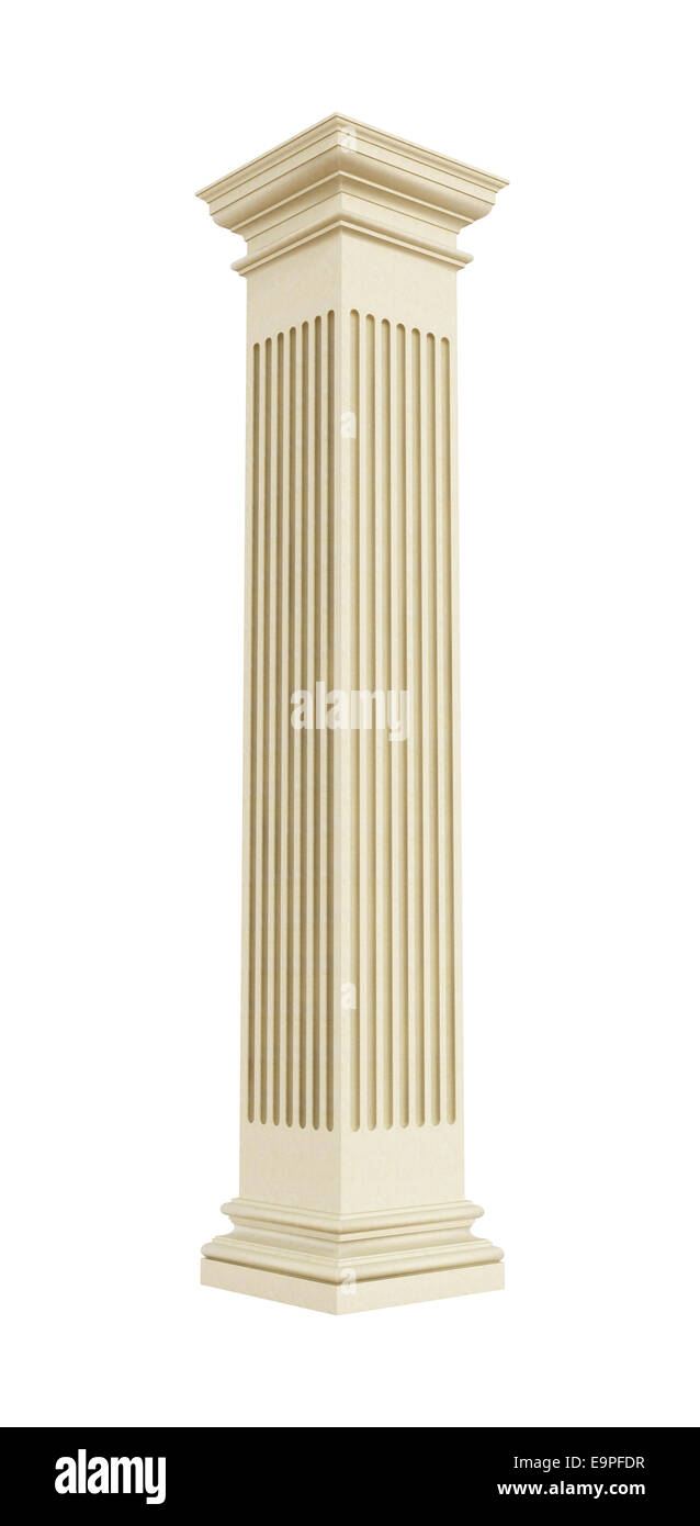 Vista prospettica di una pietra rettangolare colonna isolata su bianco - 3D Rendering Foto Stock