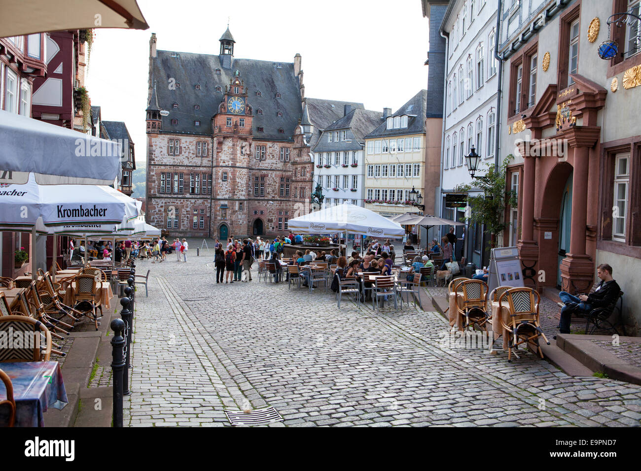 Storico Municipio, la piazza del mercato, centro storico, Marburg, Hesse, Germania, Europa Foto Stock