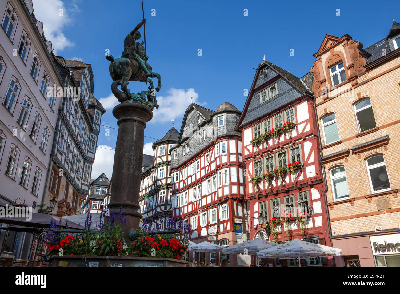 Piazza del Mercato, centro storico, Marburg, Hesse, Germania, Europa Foto Stock
