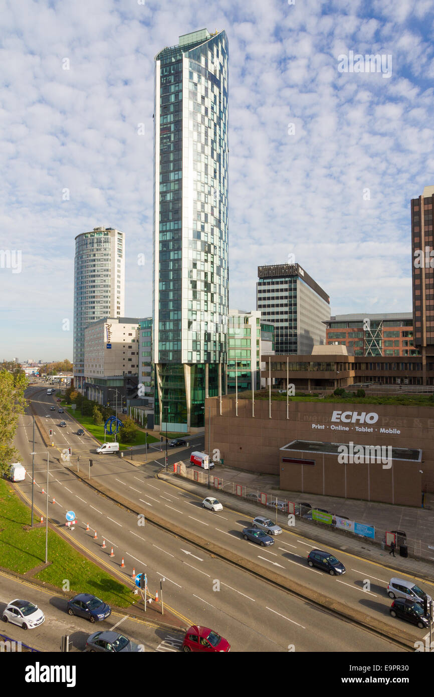 West Tower, Liverpools grattacielo più alto. Sede della proprietà Beetham dello sviluppatore Foto Stock