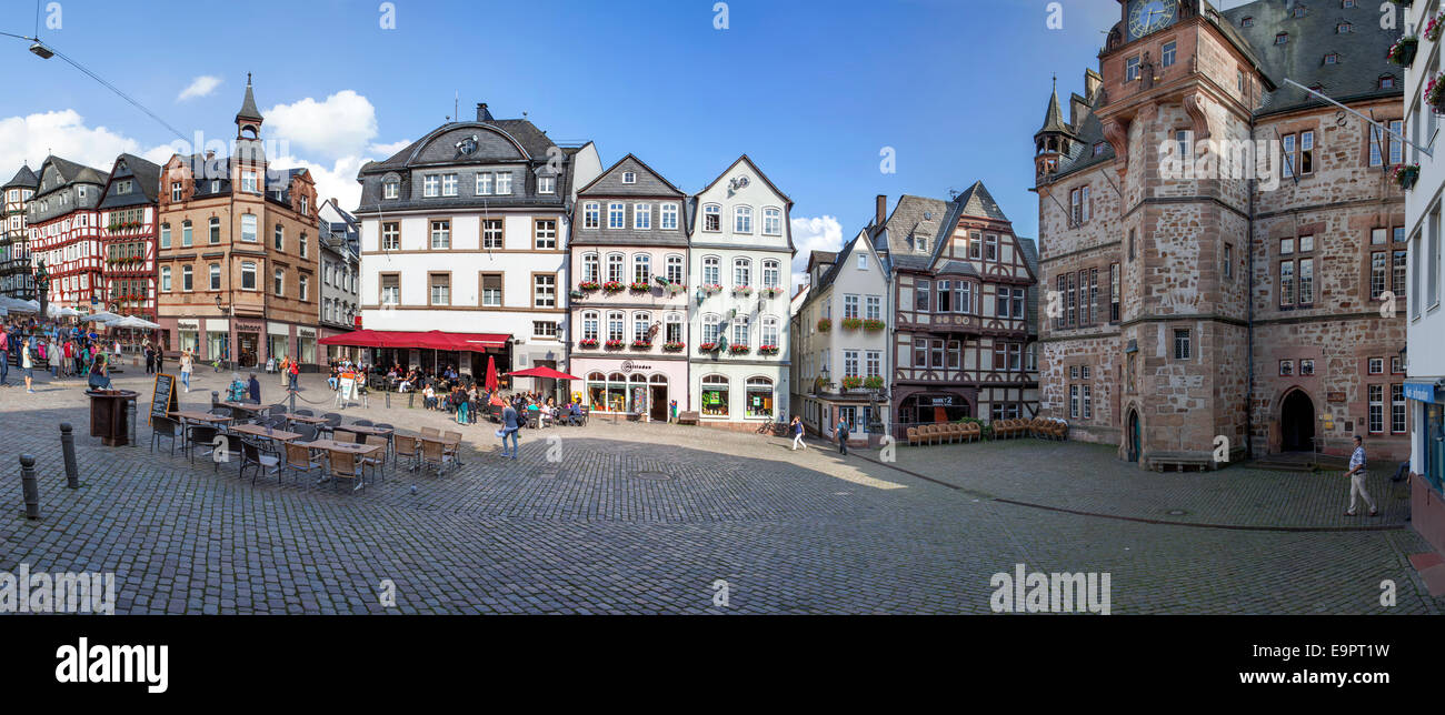 Storico Municipio, la piazza del mercato, centro storico, Marburg, Hesse, Germania, Europa Foto Stock