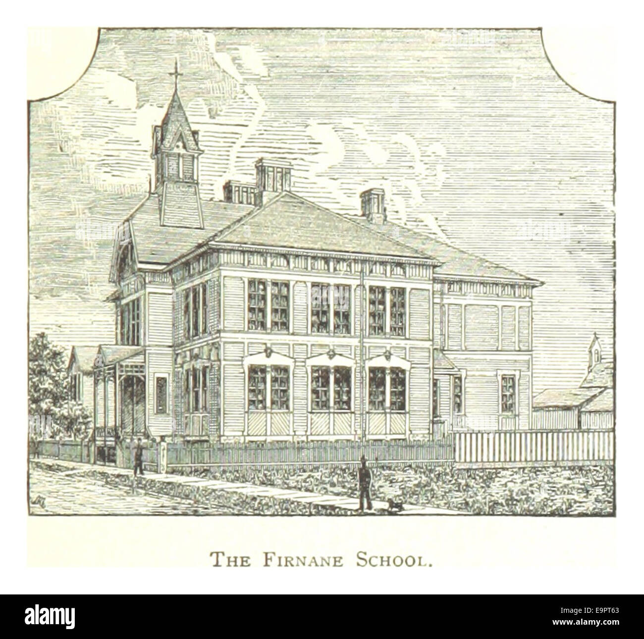 Questa illustrazione del 1884 di Farmer raffigura la Firnane School di Detroit, un edificio storico educativo che faceva parte dello sviluppo della città durante la fine del XIX secolo. Foto Stock