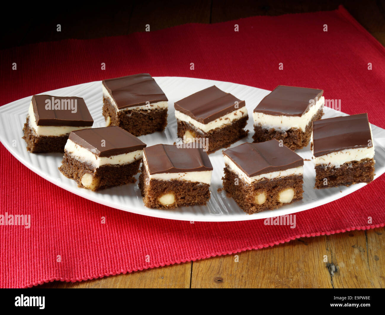 Doppio Brownie alla menta e al cioccolato Foto Stock