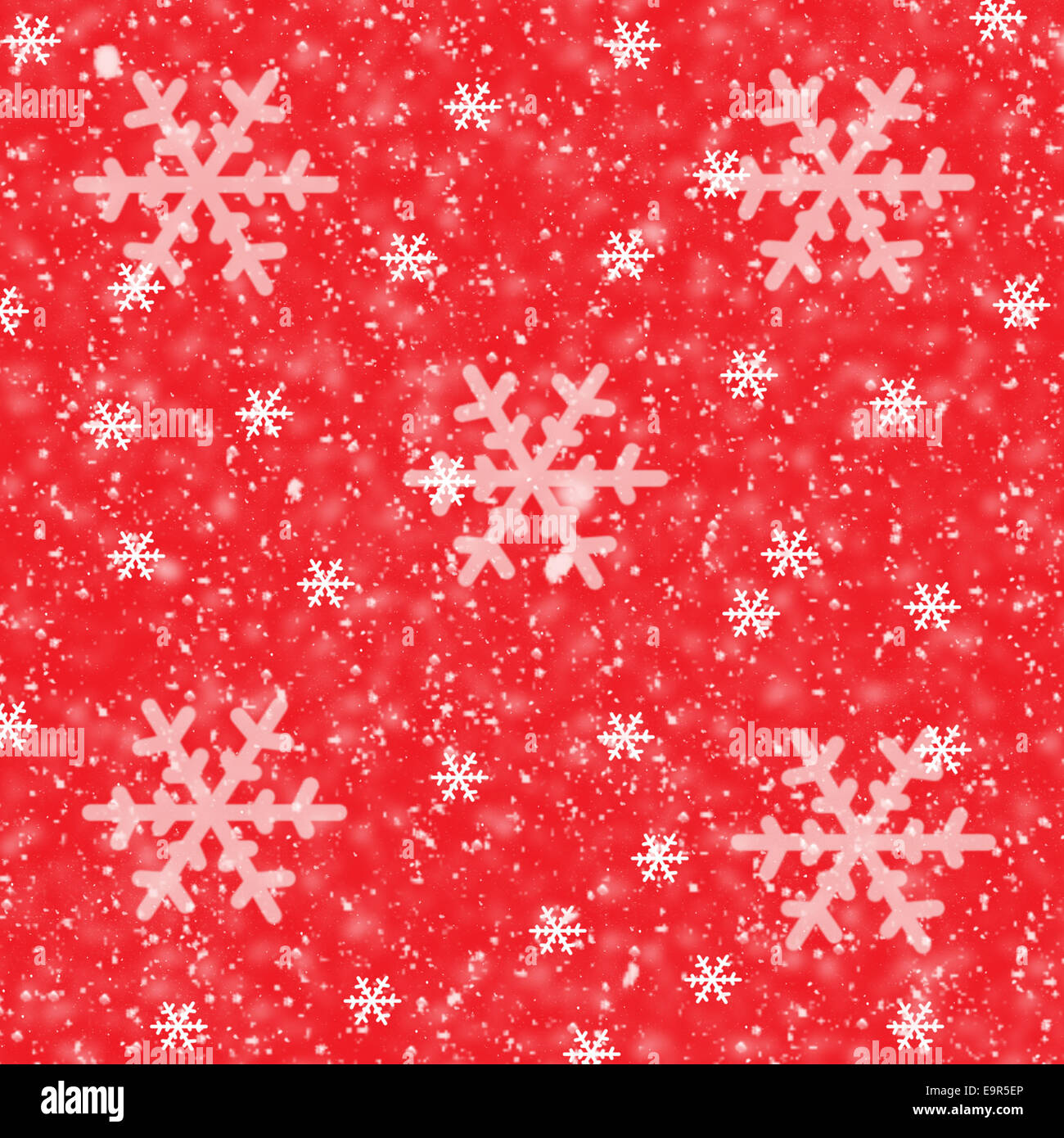 I fiocchi di neve su Red Background-Illustration Foto Stock
