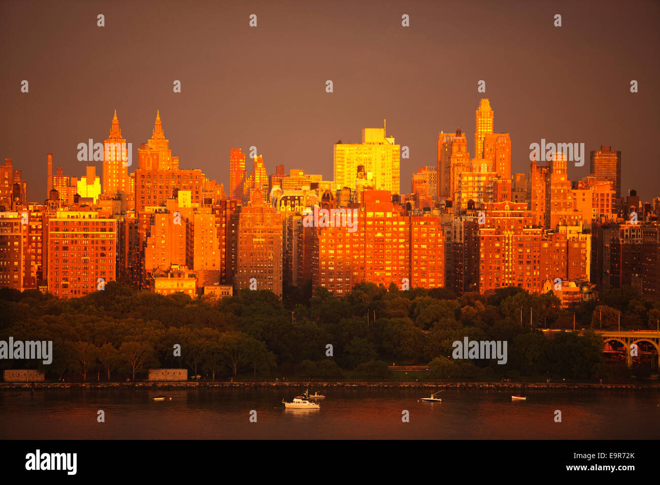 SKYLINE Upper West Side di Manhattan A NEW YORK CITY USA Foto Stock