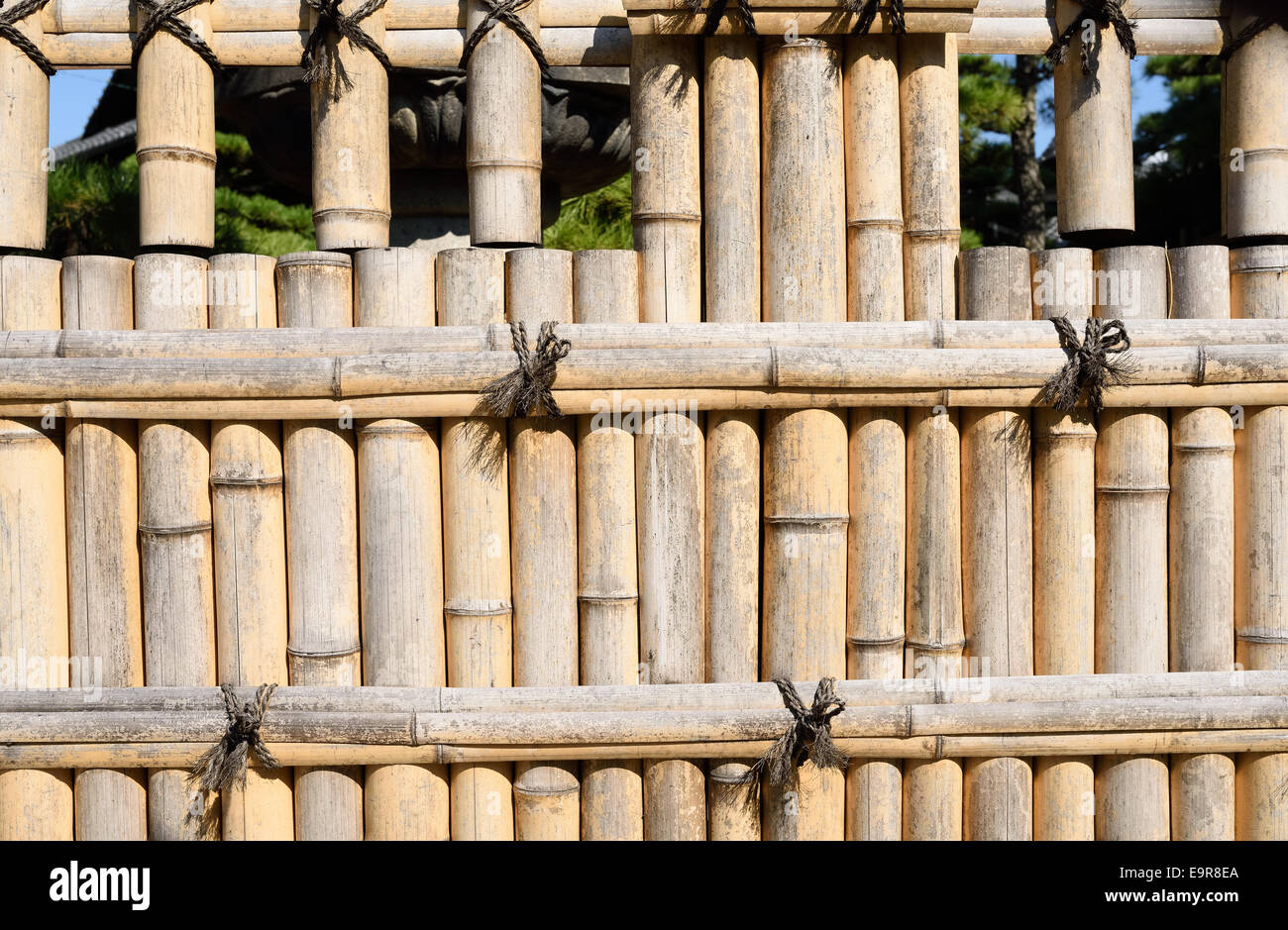 Recinto di bambù in un giardino giapponese Foto Stock