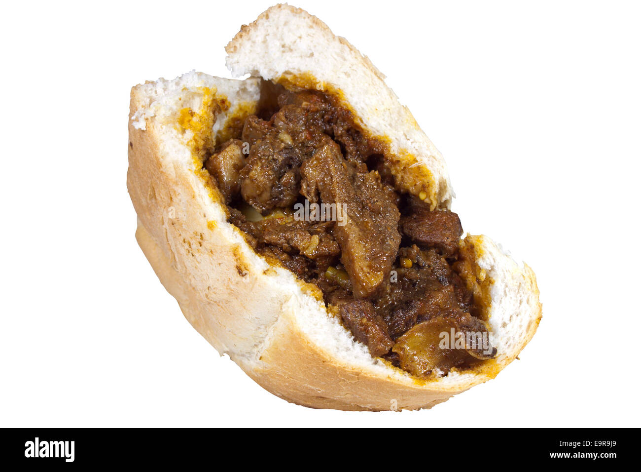 Quarto filone tradizionale africano del sud di montone bunny chow Foto Stock