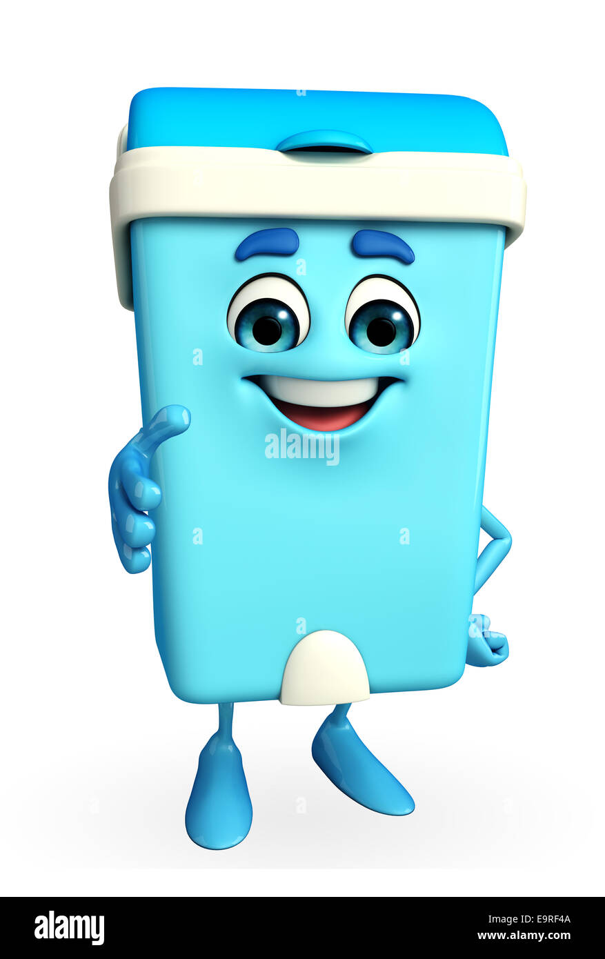 Cartoni animati della pattumiera con scuotimento posa a mano Foto Stock