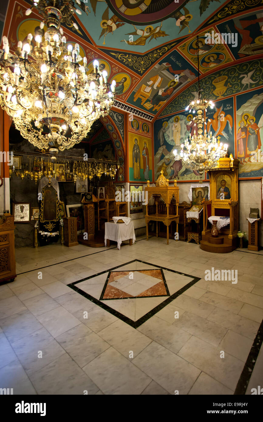 Chiesa Santuario nella Valle di Tempe nella regione della Tessaglia, Grecia. Foto Stock