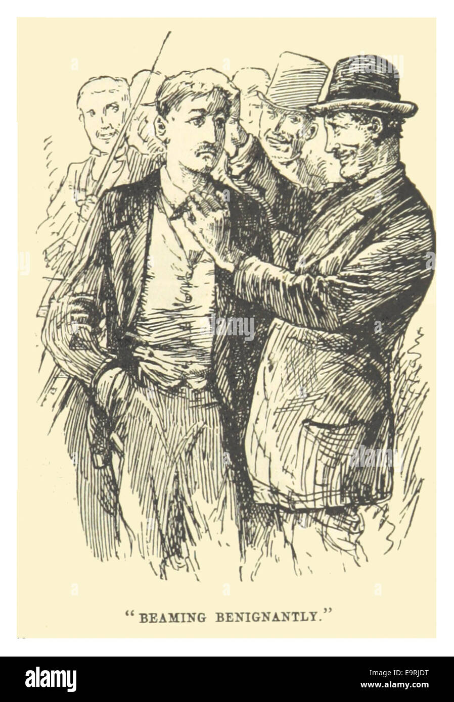 Pagina 221 dal lavoro di Mark Twain del 1883, che probabilmente illustra una scena in cui un personaggio è raffigurato in una luce positiva o benevola. Il lavoro di TWAIN spesso ritraeva i personaggi con calore e umorismo. Foto Stock