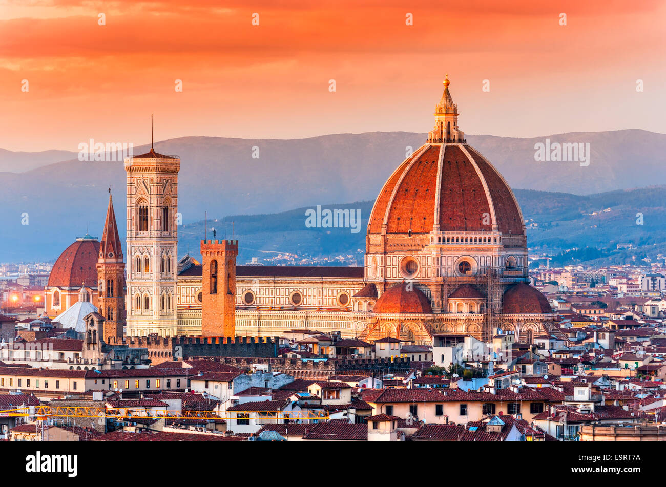 Firenze, tramonto dello skyline. Foto Stock
