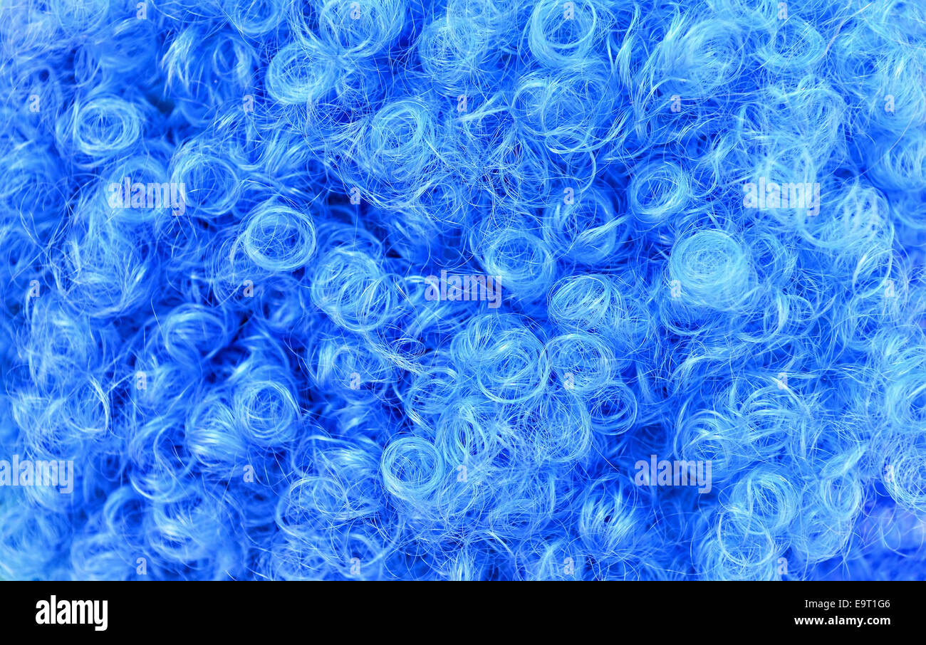 Primo piano di una parrucca blu per il carnevale Foto Stock