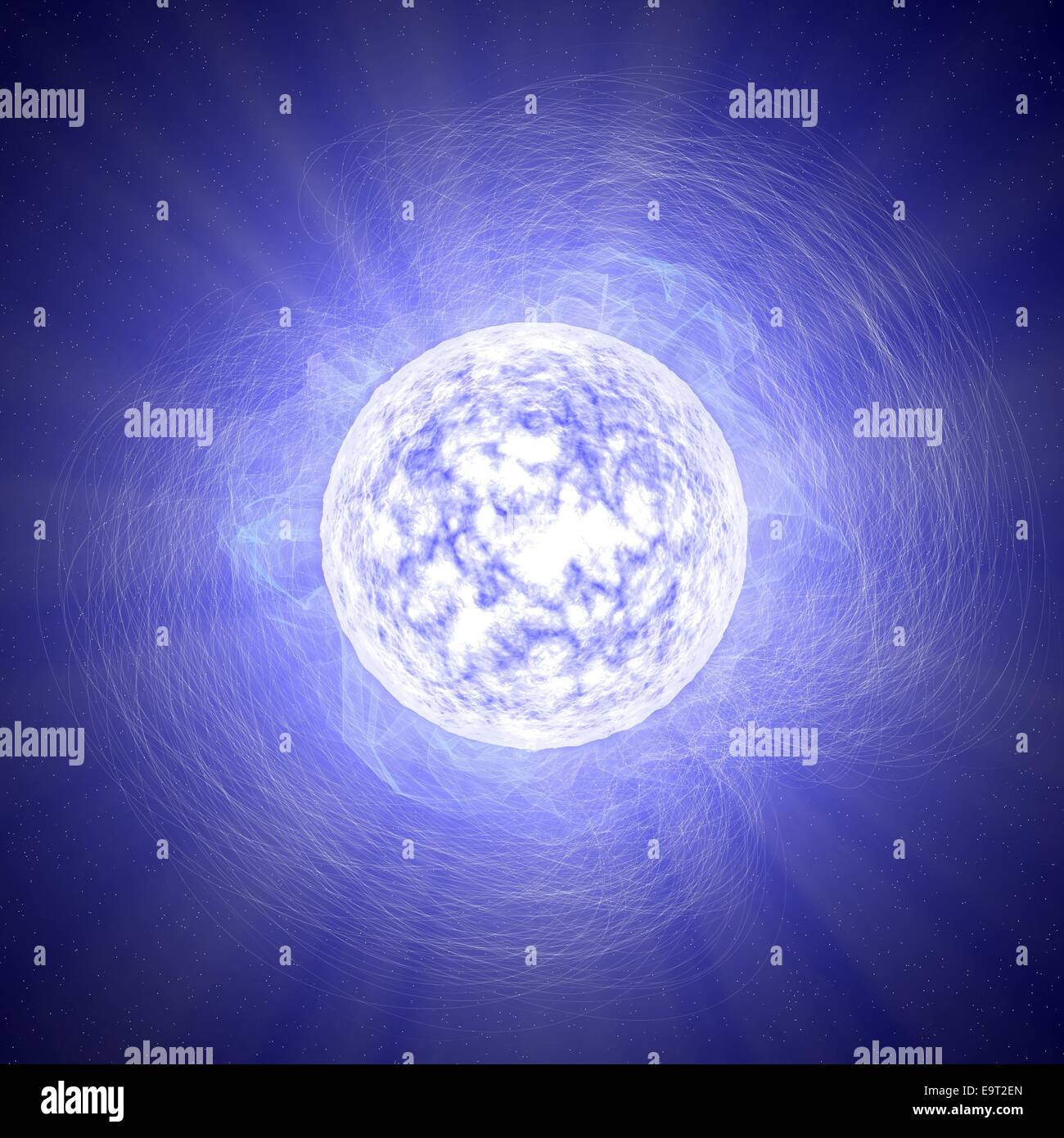 3D stella di neutroni su sfondo nero Foto Stock