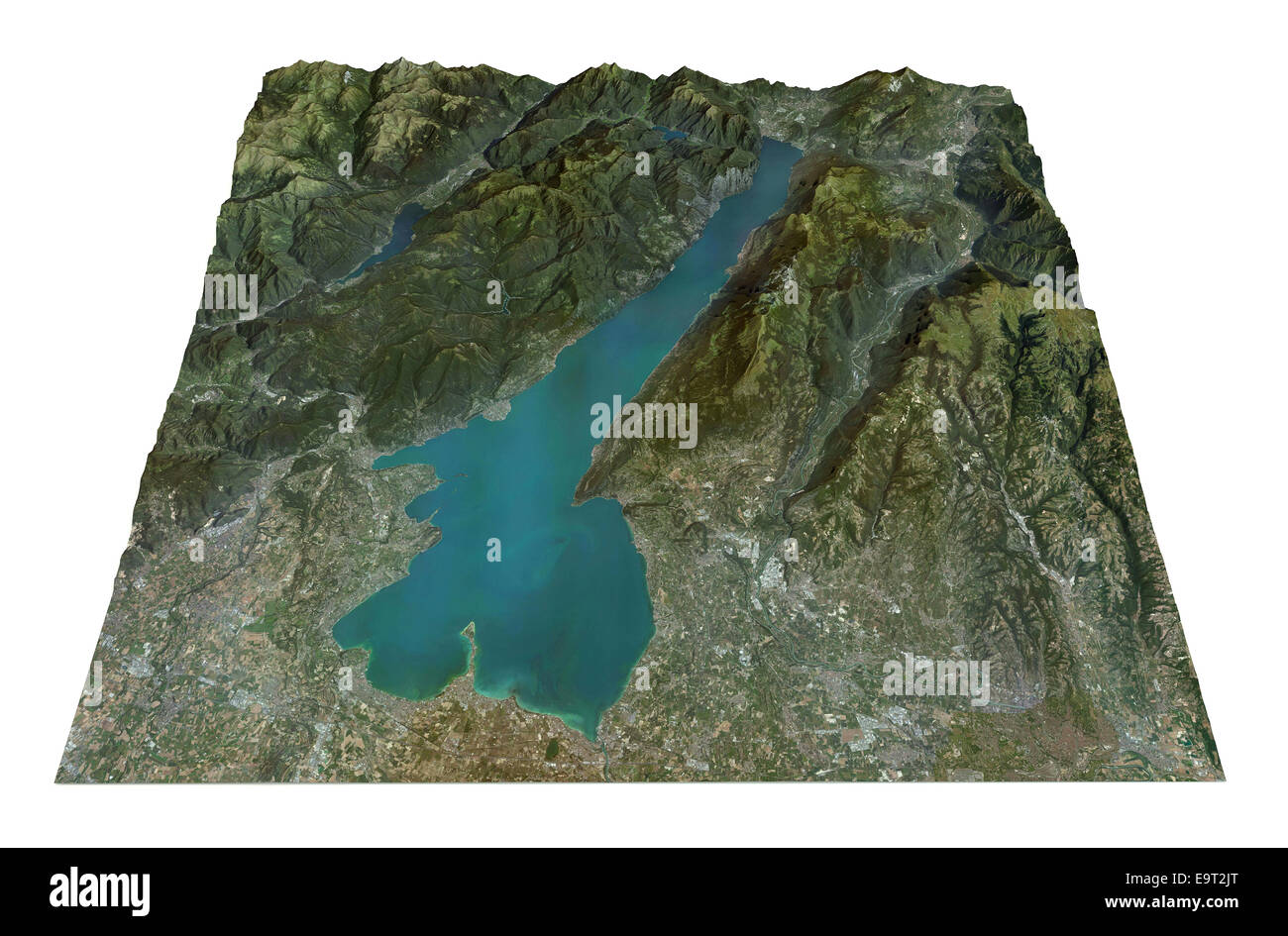 Il lago di Garda, vista aerea, mappa Lombardia Veneto Italia. Elemento di questa immagine sono arredate dalla NASA Foto Stock