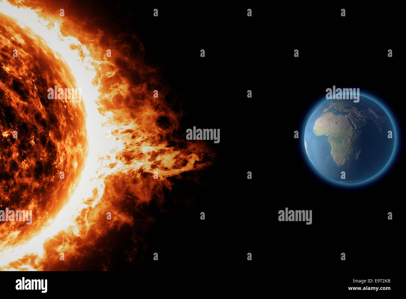 Sun, tempesta solare, terra, spazio universo. Gli elementi di questa immagine sono arredate dalla NASA Foto Stock