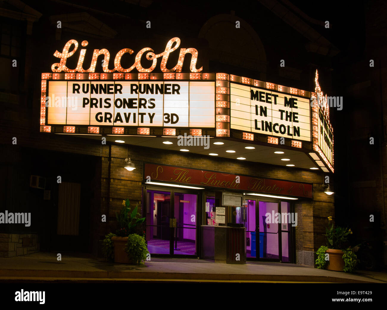 Il teatro Lincoln ha aperto nel Febbraio del 1923 ed è un film preferito theatre sul percorso 66 a Lincoln, Illinois Foto Stock