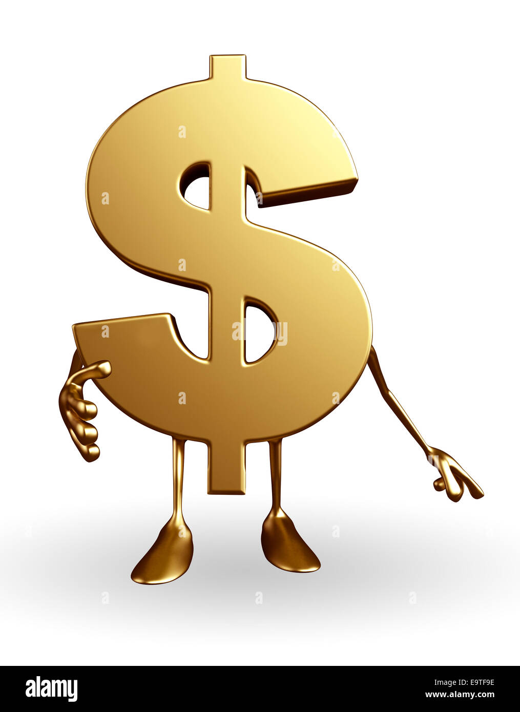 Personaggio dei fumetti del dollaro con scuotimento posa a mano Foto Stock