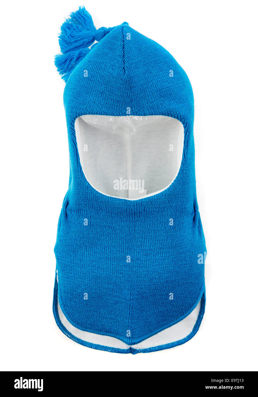 Bambino un foro della maschera da sci, winter hat casco isolato su uno sfondo bianco. Foto Stock