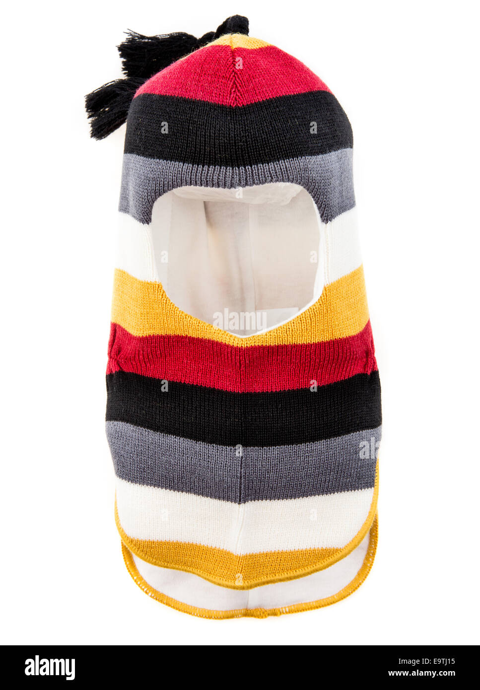 Bambino un foro della maschera da sci, winter hat casco isolato su uno sfondo bianco. Foto Stock