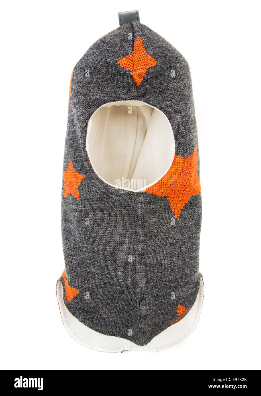 Bambino un foro della maschera da sci, winter hat casco isolato su uno sfondo bianco. Foto Stock