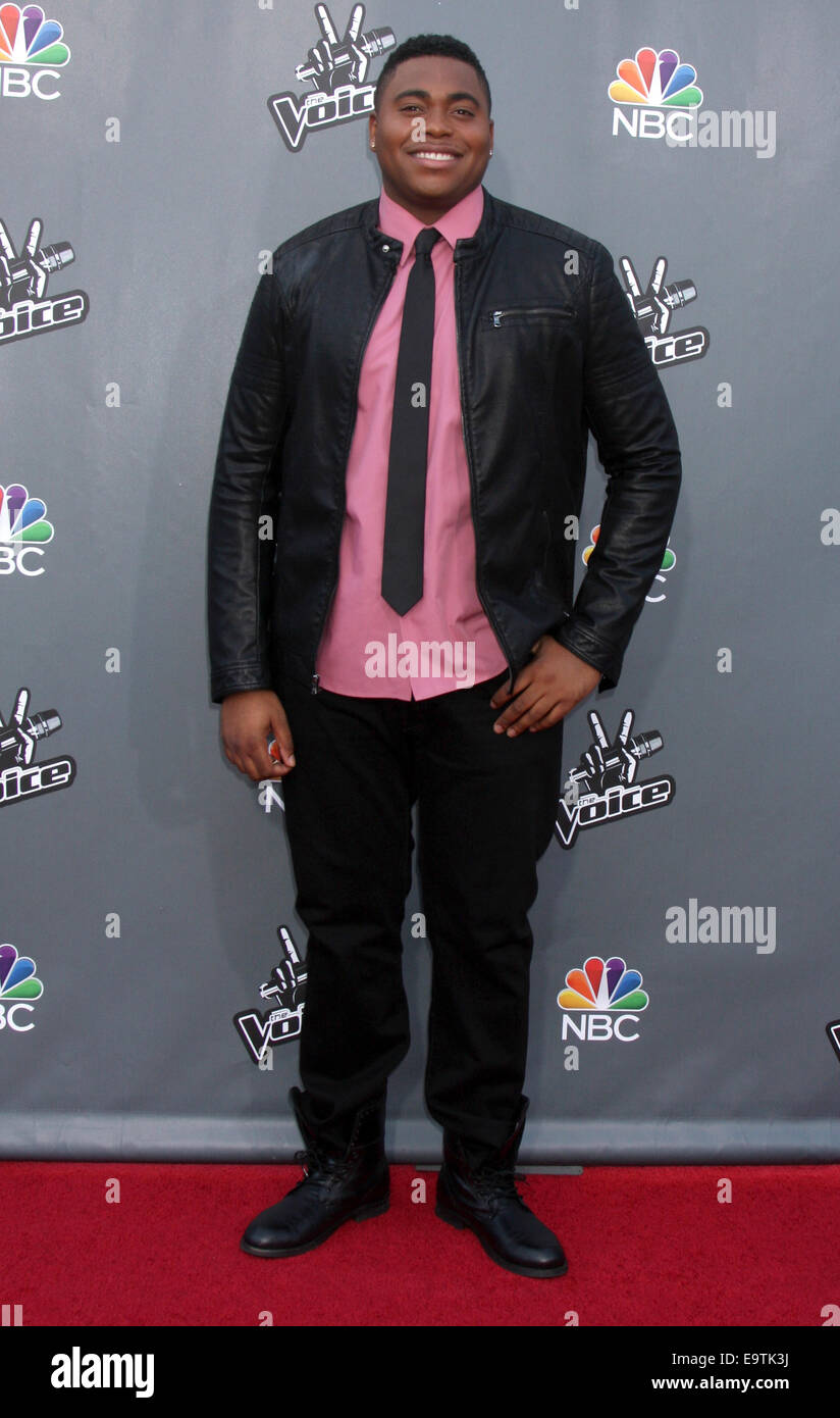 'Voce' Stagione 6 Top 12 photocall tenutosi a Universal City Walk con: T.J. Wilkins dove: CITTÀ UNIVERSALE, California, Stati Uniti quando: 15 Apr 2014 Foto Stock