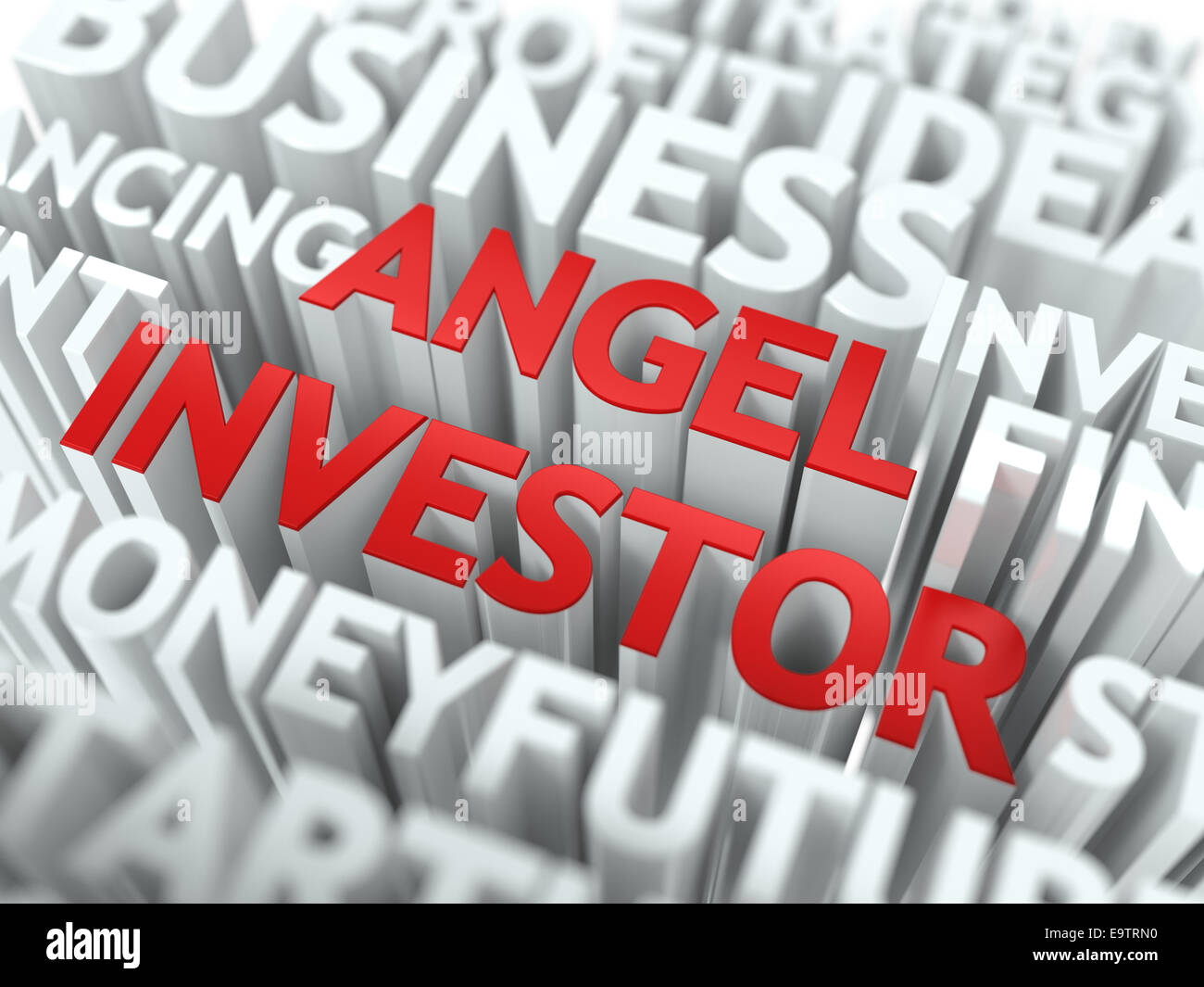 Angel Investor - Parola rosso su bianco Wordcloud concetto. Foto Stock