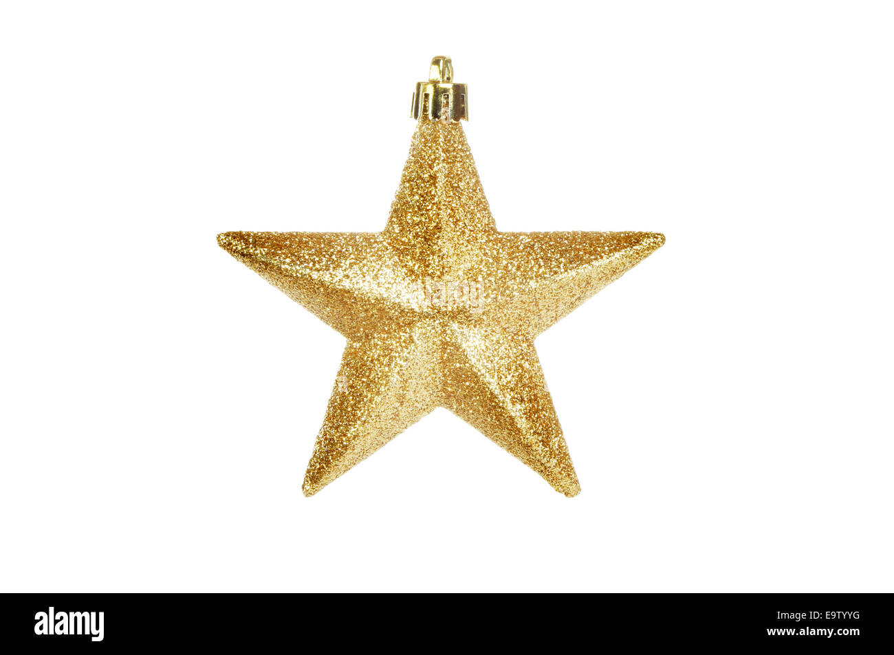 Natale glitter gold star ornamento della struttura isolata contro bianco Foto Stock